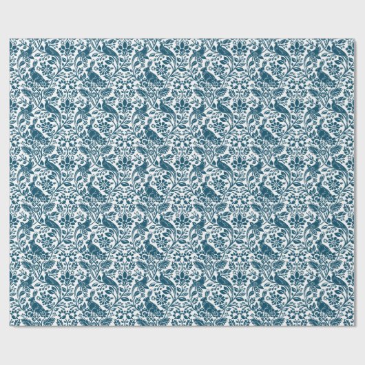 Fasan und Hare Muster, weiß und dunkelblau Geschenkpapier (Flach)