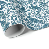 Fasan und Hare Muster, weiß und dunkelblau Geschenkpapier (Rolleneckpunkt)