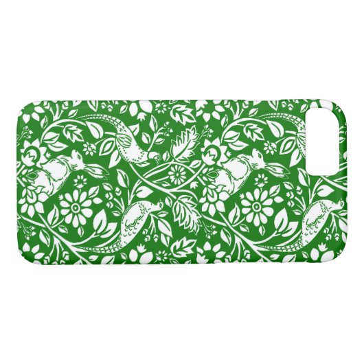 Fasan- und Hasenmuster, Smaragdgrün und Weiß Case-Mate iPhone Hülle (Rückseite (Horizontal))