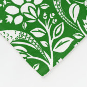 Fasan- und Hasenmuster, Smaragdgrün und Weiß Fleecedecke (Ecke)