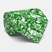 Fasan- und Hasenmuster, Smaragdgrün und Weiß Krawatte (Gerollt)