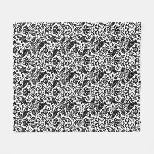 Fasan- und Hasenmuster, weiß und schwarz Fleecedecke (Vorderseite (Horizontal))