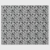 Fasan- und Hasenmuster, weiß und schwarz Geschenkpapier (Flach)