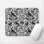 Fasan- und Hasenmuster, weiß und schwarz Mousepad (Mit Mouse)
