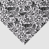 Fasan- und Hasenmuster, weiß und schwarz Seidenpapier (Ausschnitt)