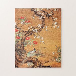Fasan und Kamelie orientalische chinesische Tuschm Puzzle