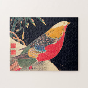 Fasan Vintage Vogel Japanischer Holzschnitt Pr Puzzle