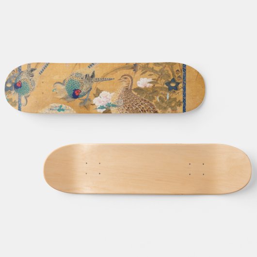 Fasan-Vogel-Rebhuhn-TierblumenSkateboard Skateboard (Horizontal)