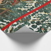 Fasane im Schnee, Pine Tree, Rose, japanisches Blu Geschenkpapier (Ecke)