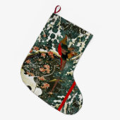 Fasane im Schnee, Pine Tree, Rose, japanisches Blu Großer Weihnachtsstrumpf (Vorderansicht (hängend))