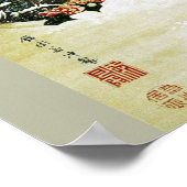 Fasane im Schnee, Pine Tree, Rose, japanisches Blu Poster (Ecke)