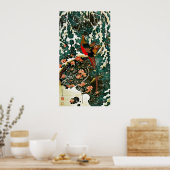Fasane im Schnee, Pine Tree, Rose, japanisches Blu Poster (Küche)
