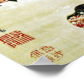 Fasane im Schnee, Pine Tree, Rose, japanisches Blu Poster (Ecke)