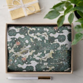 Fasane im Schnee, Pine Tree, Rose, japanisches Blu Seidenpapier (Geschenk)