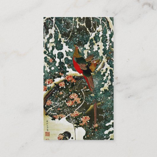 Fasane im Schnee, Pine Tree, Rose, japanisches Blu Visitenkarte