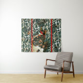 Fasane im Schnee, Pine Tree, Rose, japanisches Blu Wandteppich (Beispiel (Horizontal))