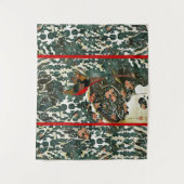 Fasane im Schnee, Pine Tree, Rose, japanisches Blu Wandteppich (Vorderseite)