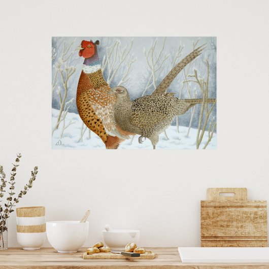 Fasane im Schnee Poster (Küche)