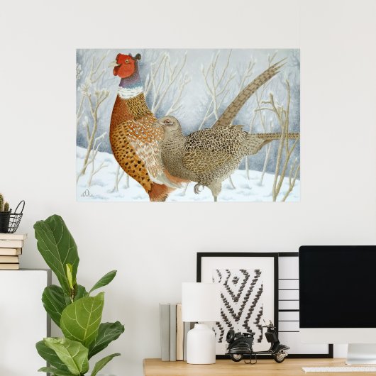 Fasane im Schnee Poster (Heimbüro)