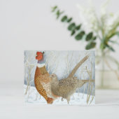 Fasane im Schnee Postkarte (Stehend Vorderseite)