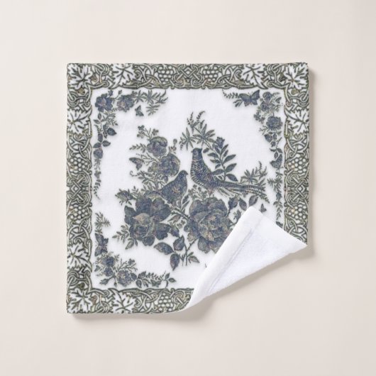 Fasane in Blume Badhandtuch Set (Waschlappen)
