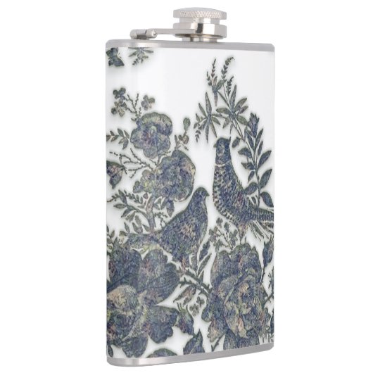 Fasane in Blume Flachmann (Rechts)