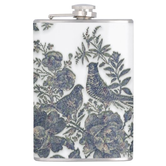 Fasane in Blume Flachmann (Vorderseite)