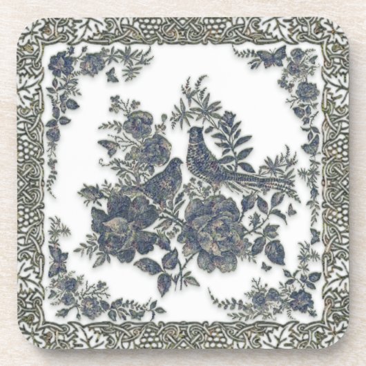 Fasane in Blume Getränkeuntersetzer (Vorderseite)