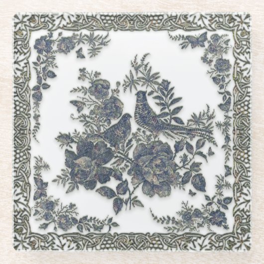 Fasane in Blume Glasuntersetzer (Vorderseite)