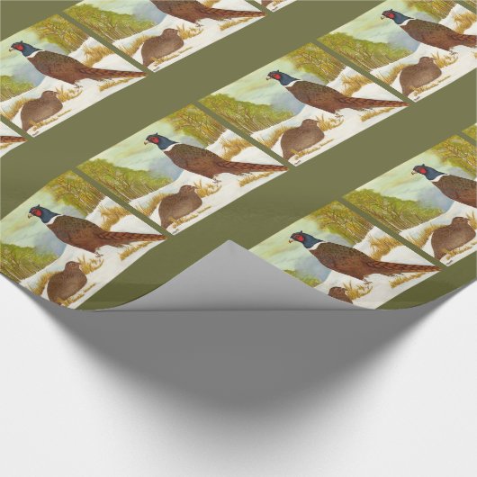 Fasane in der Schnee-Malerei-Geschenk-Verpackung Geschenkpapier (Ecke)