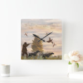 Fasane Jagd mit deutschen Kurzhaaren Quadratische Wanduhr (Zuhause)