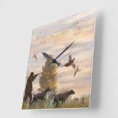 Fasane Jagd mit deutschen Kurzhaaren Quadratische Wanduhr (Winkel)