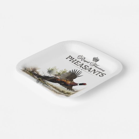 Fasane, königliche Jagd Pappteller (Gewinkelt)