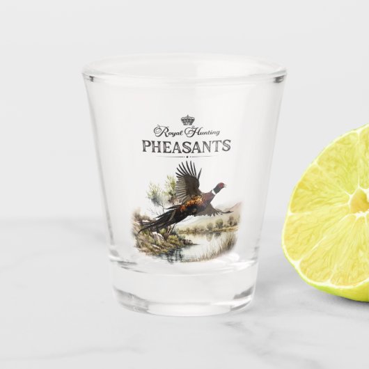 Fasane, königliche Jagd Schnapsglas (Vorderseite)