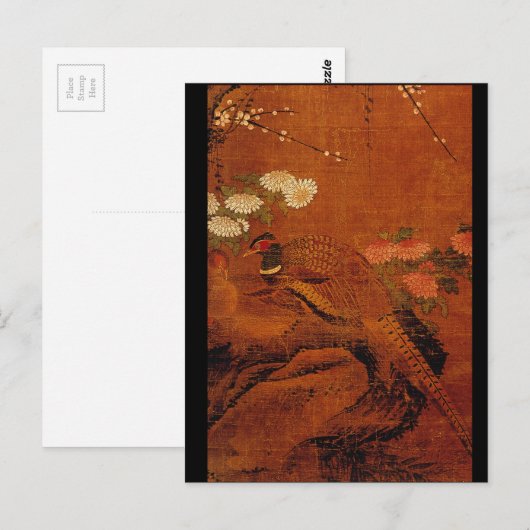 Fasane und Blume Postkarte (Vorne/Hinten)