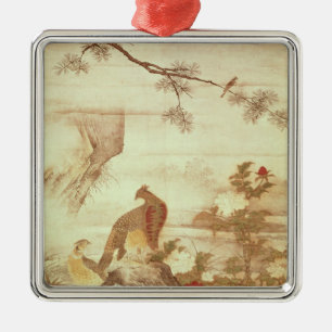 Fasane und Pfingstrosen, von einer Reihe Rollen Silbernes Ornament