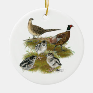 Fasanenfamilie mit Halsband Keramikornament