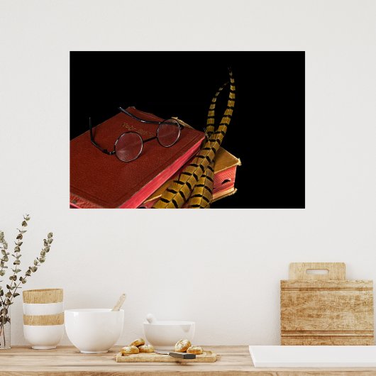 Fasanenfedern in der Bibel Poster (Küche)