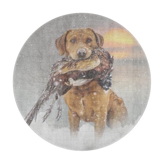 Fasanenjagd mit einem Labrador Schneidebrett (Vorderseite)