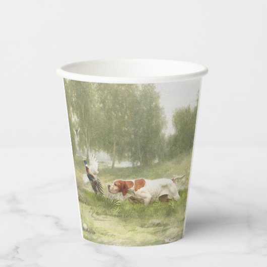 Fasanenjagd mit Pointer Pappbecher (Vorderseite)