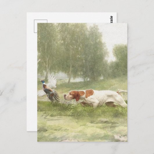 Fasanenjagd mit Pointer Postkarte (Vorne/Hinten)
