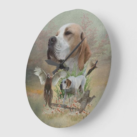 Fasanenjagd mit Zeigern, Kunst Große Wanduhr (Winkel)
