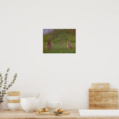 Fasanenmutter mit Kind morgens Poster (Küche)