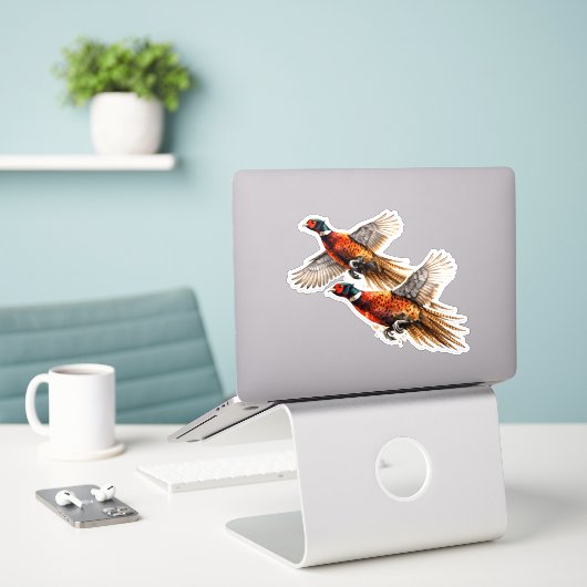 Fasanensaison Aufkleber (Laptop auf Schreibtisch)