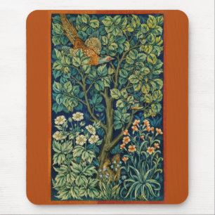 Fasanenvogel in einem Baum (von William Morris) Mousepad