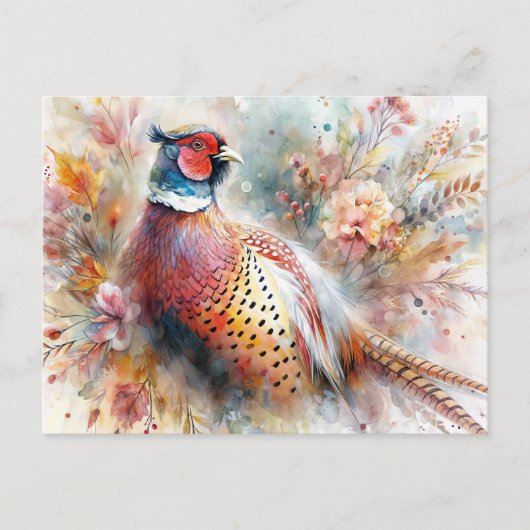 Fasant Bird und Fall Foliage Postkarte (Vorderseite)