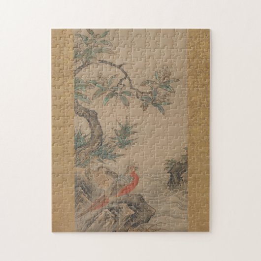 Fasantien unter Bäumen: Blume der vier Jahreszeite Puzzle (Vertikal)