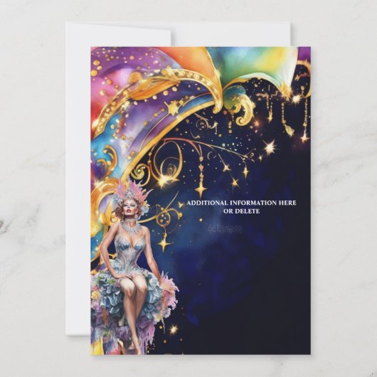 Faschingsfest Lgbtq Zirkusfeier Thema Einladung (Rückseite)