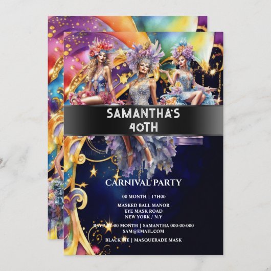 Faschingsfest Lgbtq Zirkusfeier Thema Einladung (Vorne/Hinten)