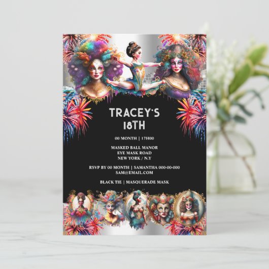 Faschingsfestival Ladys Zirkusspass Einladung (Stehend Vorderseite)